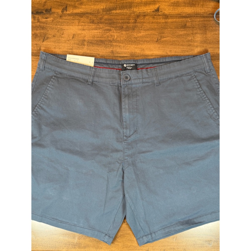 Sperry Mens Vintage Wash Flex Cotton Shorts Navy Blue W 40  8 Inch Inseam NWT